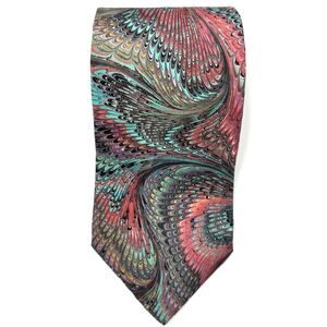 MOTH Tie Silk Colorful Preppy Work Casual Corpcore Abstract Artsy Hand Marbled
